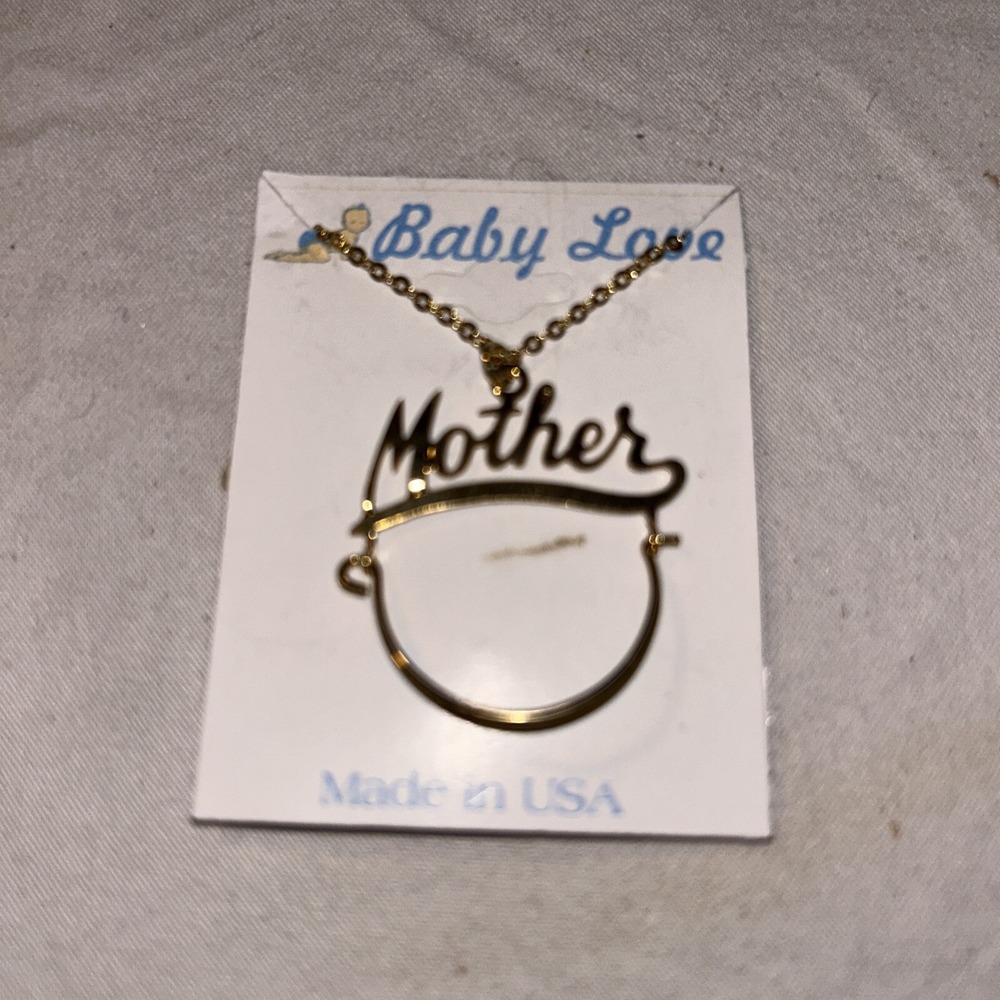 Vintage 1980s Mother‎ charm necklace Baby Love Made In USA J6